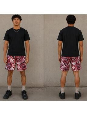 2000s Joe Boxer Men’s Board Shorts – Red Skull Print – Size L